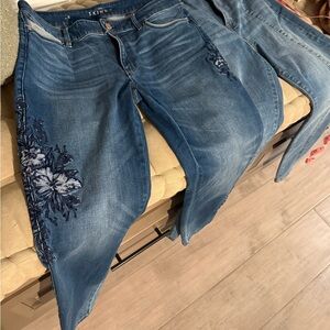 Denim Floral WHBM Skinny Jeans and Express Jeans